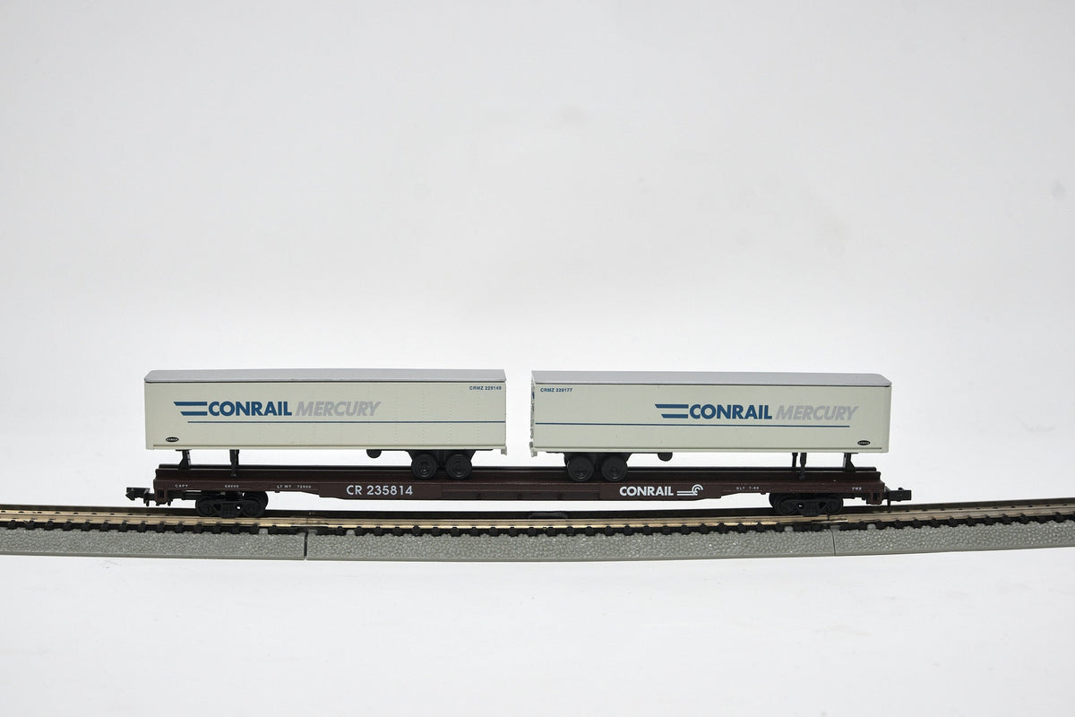 N-Scale 89 Ft Flatcar Conrail With 45Ft Trailers Conrail Mercury Car #235814