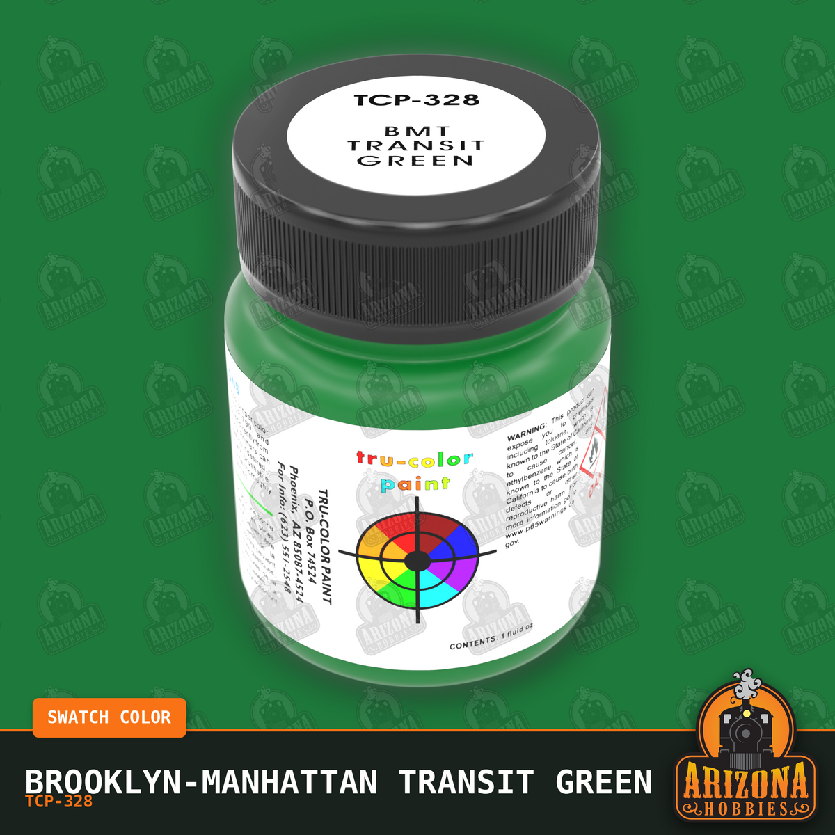 Brooklyn-Manhattan Transit GREEN 1-oz bottle (Air-brush) Tru-Color Paint SPECIAL ORDER ONLY-with color swatch-Arizona Hobbies
