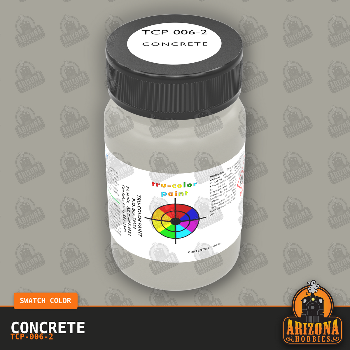 CONCRETE 2-oz bottle (Air-brush) Tru-Color Paint SPECIAL ORDER ONLY-with color swatch-Arizona Hobbies
