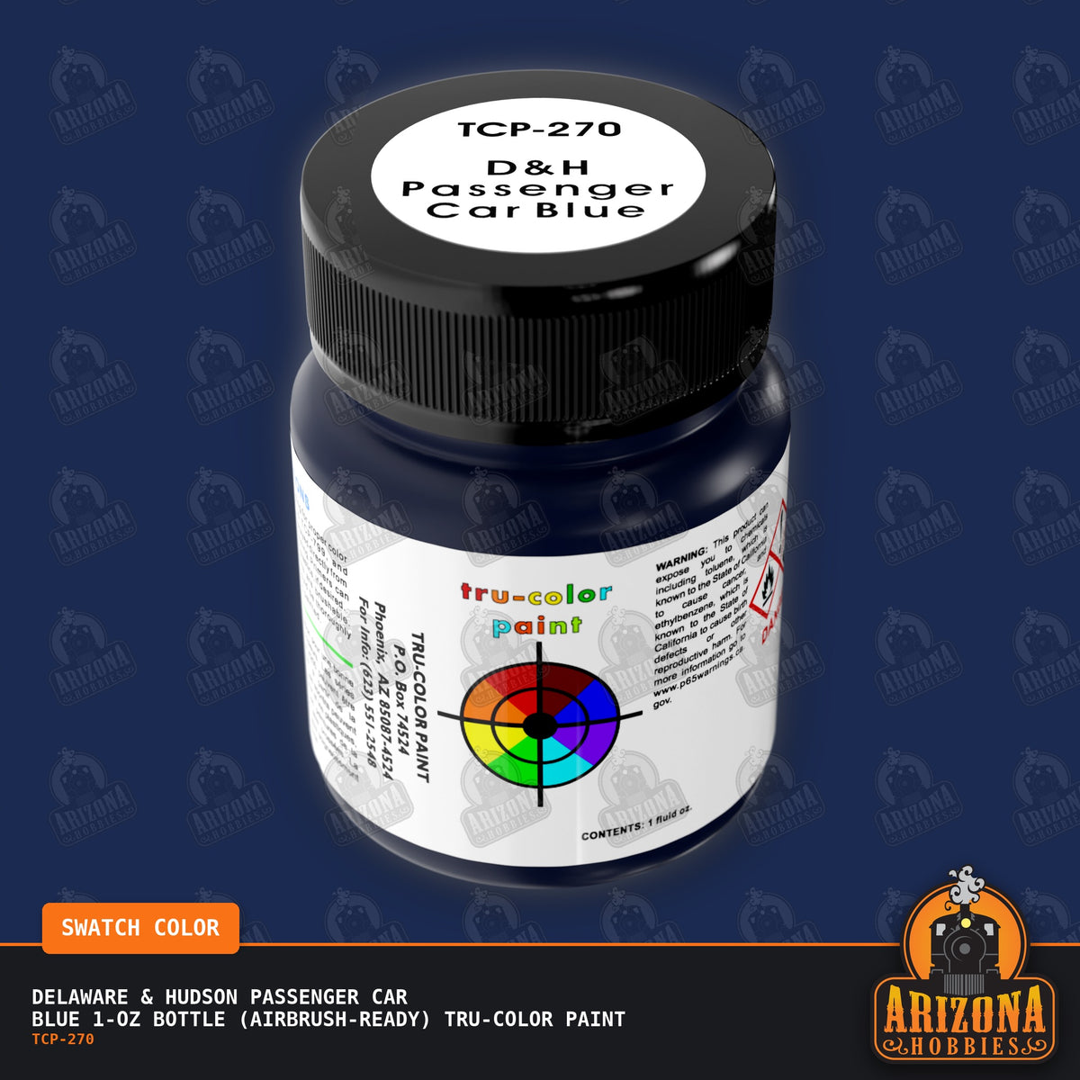 Delaware & Hudson PASSENGER CAR BLUE 1-oz bottle (Air-brush) Tru-Color Paint-with color swatch-Arizona Hobbies