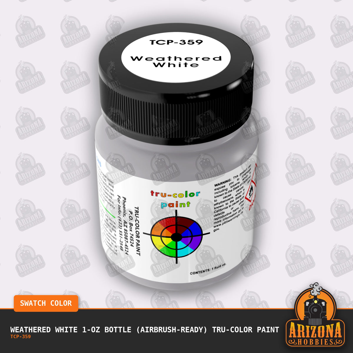 WEATHERED WHITE 1-oz bottle (Air-brush) Tru-Color Paint-with color swatch-Arizona Hobbies