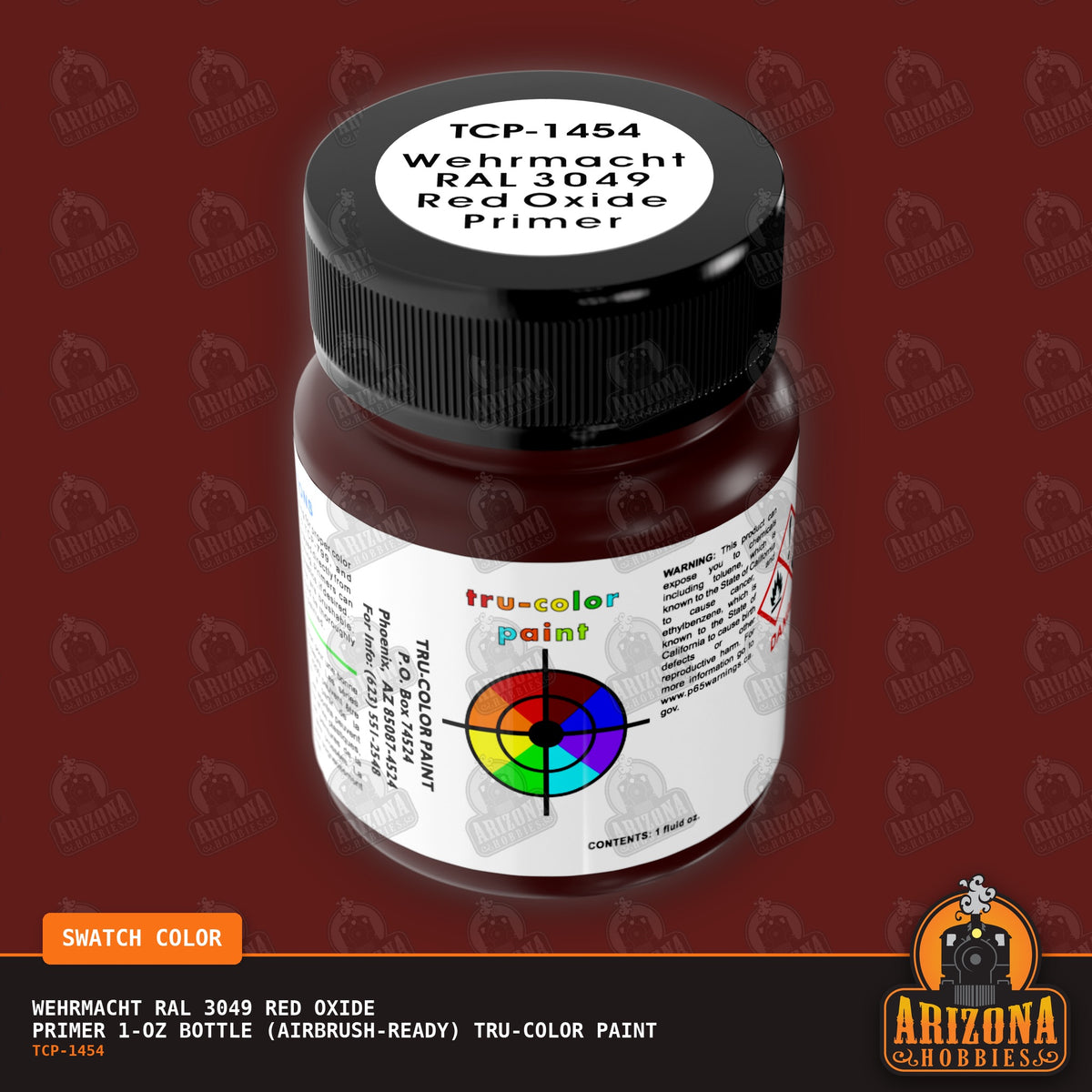 Wehrmacht RAL 3049 RED OXIDE PRIMER 1-oz bottle (Air-brush) Tru-Color Paint-with color swatch-Arizona Hobbies