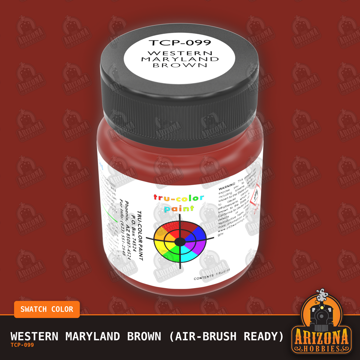 Western Maryland BROWN 1-oz bottle (Air-brush) Tru-Color Paint-with color swatch-Arizona Hobbies