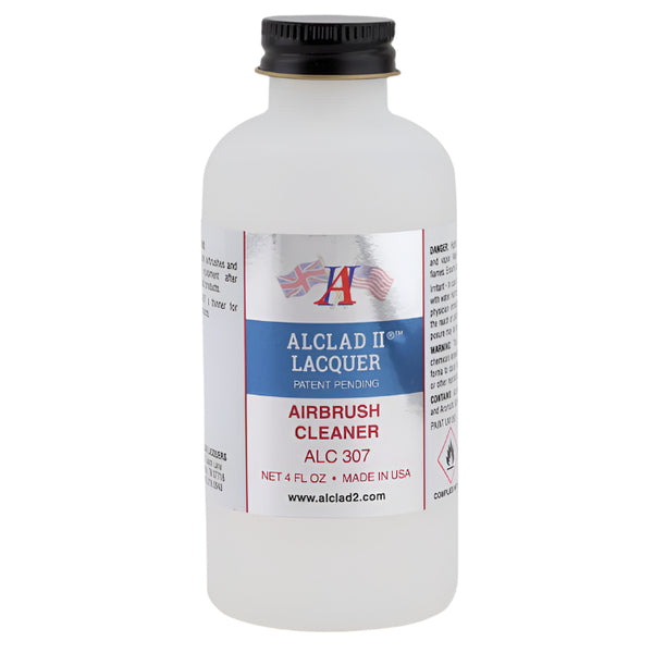 Alclad II Airbrush Cleaner for model painting, 4 oz bottle, clear liquid with detailed label