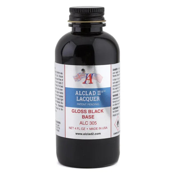 Alclad II Gloss Black Enamel Base Paint 4 oz - ALC 305 - Arizona Hobbies LLC