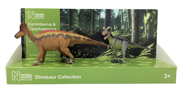 Carnotaurus and Corythosaurus 1:40 scale models London Natural History Museum