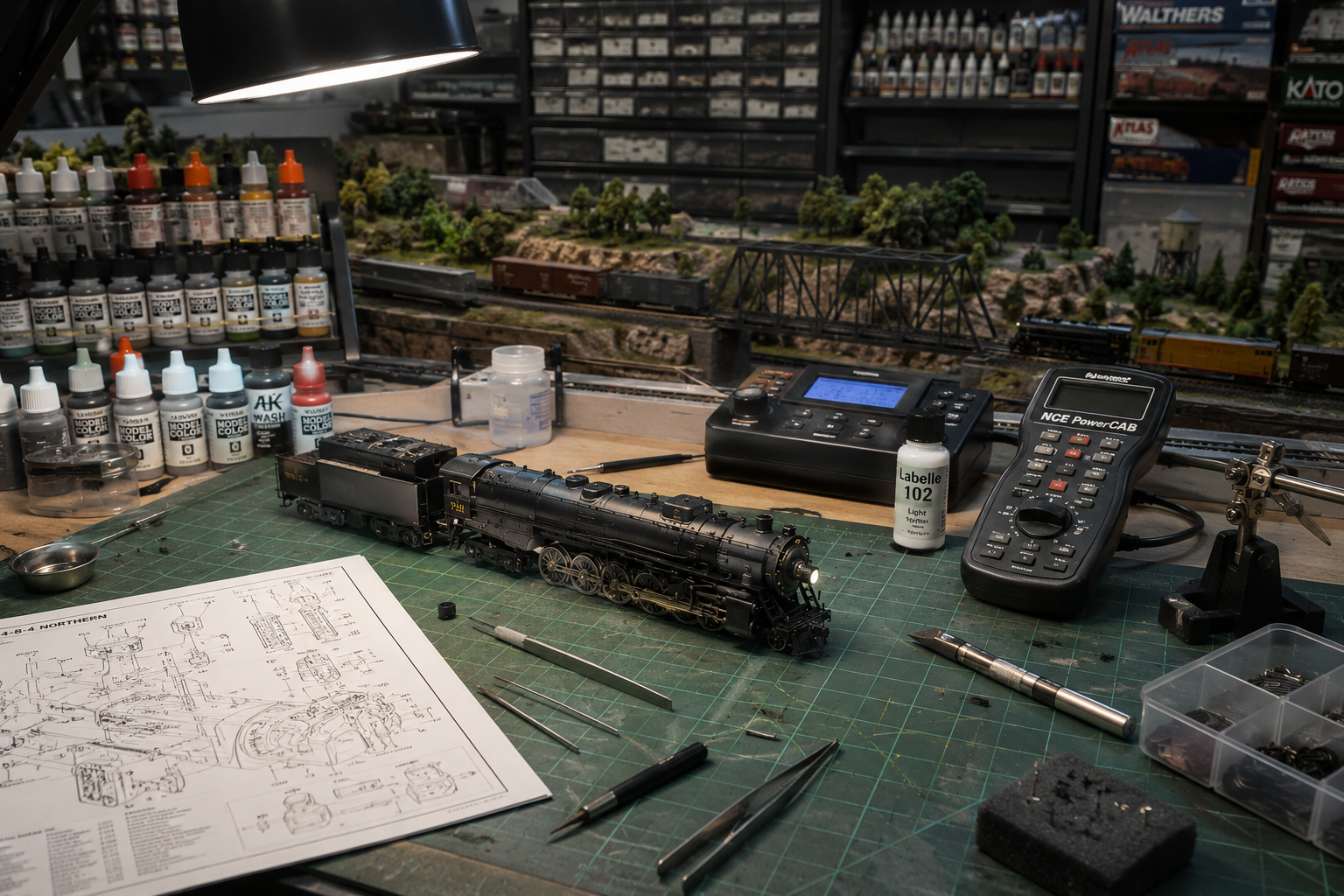 Arizona Hobbies store interior showing model trains, paints, and hobby supplies