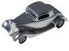 Model car showcasing a glossy finish in bright silver, painted with candy bright silver enamel paint