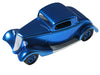 1:24 scale model car painted in Candy Electric Blue model paint, showcasing sleek design from above