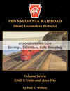 Pennsylvania Railroad diesel locomotive book featuring EMD E Units and Alco PAs in detailed pictorial format