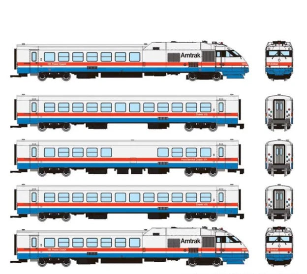 Rapido HO Scale Amtrak RTL Turboliner – Phase III Early Paint Scheme – DCC/Sound Set #1 (#25501)