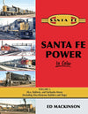 Santa Fe Power In Color book cover featuring Alco, Baldwin, and Fairbanks-Morse locomotives in vibrant images.