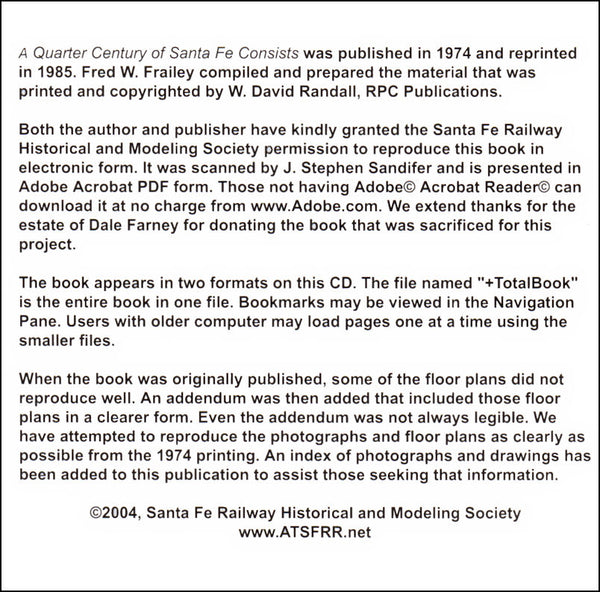 A Quarter Century of Santa Fe Railway Consists (on CD-ROM)