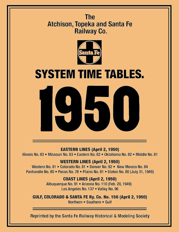 Santa Fe Railway 1950 System Time Table Reprint