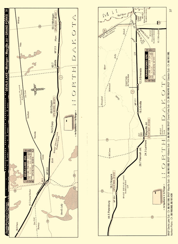 AMTRAK Seattle/Portland to Chicago Route Maps