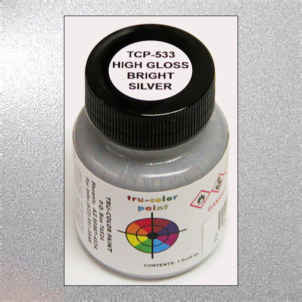 High-gloss BRIGHT SILVER 1 oz. bottle (Airbrush-ready) TCP-533-1