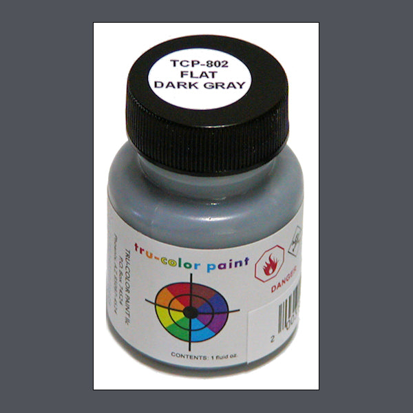 Flat DARK GRAY 1 oz. bottle (Paint brush-ready) TCP-802-1