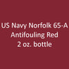 U.S. Navy ANTI-FOULING RED Norfolk 65-A 2 oz. bottle (Airbrush-ready) tcp-1000-2