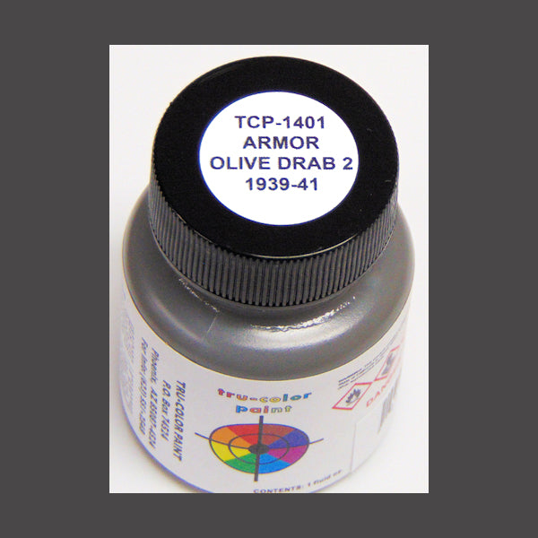 U.S. Army OLIVE DRAB No. 2 (Armor 1939-1941 all theaters) 1 oz. bottle (Airbrush-ready) tcp-1401-1