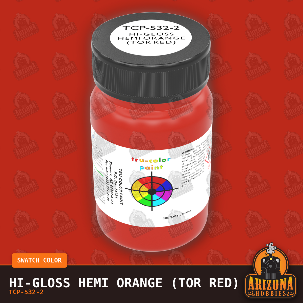 High-Gloss HEMI ORANGE (TOR RED) 2-oz bottle (Air-brush) Tru-Color Paint SPECIAL ORDER ONLY