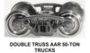 HO Double-Truss AAR 50-ton Trucks w/RP-25 wheelsets (two trucks)