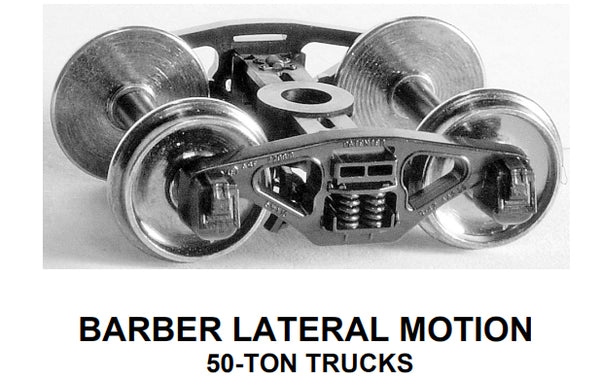 HO Barber Lateral-Motion 50-ton Trucks w/RP-25 wheelsets (two trucks)