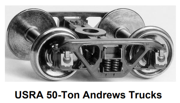 HO USRA 50-ton Andrews Trucks w/RP-25 wheelsets (two trucks)