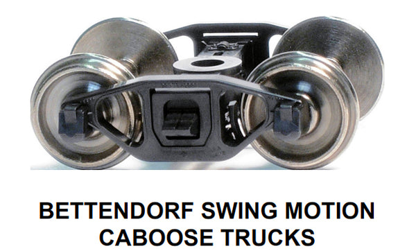 HO Bettendorf Swing-Motion Caboose Trucks w/semi-scale wheelsets (two trucks)