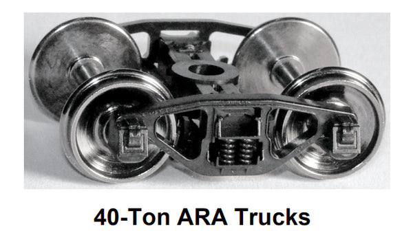 HO 40-ton ARA Trucks w/semi-scale wheelsets (two trucks)