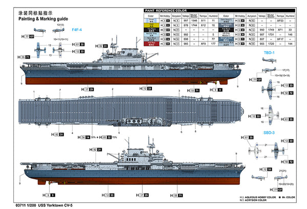 USS Yorktown CV5 WWII Aircraft Carrier 1:200 scale
