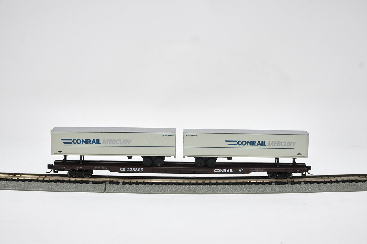 N-Scale 89 Ft Flatcar Conrail With 45Ft Trailers Conrail Mercury Car #235805