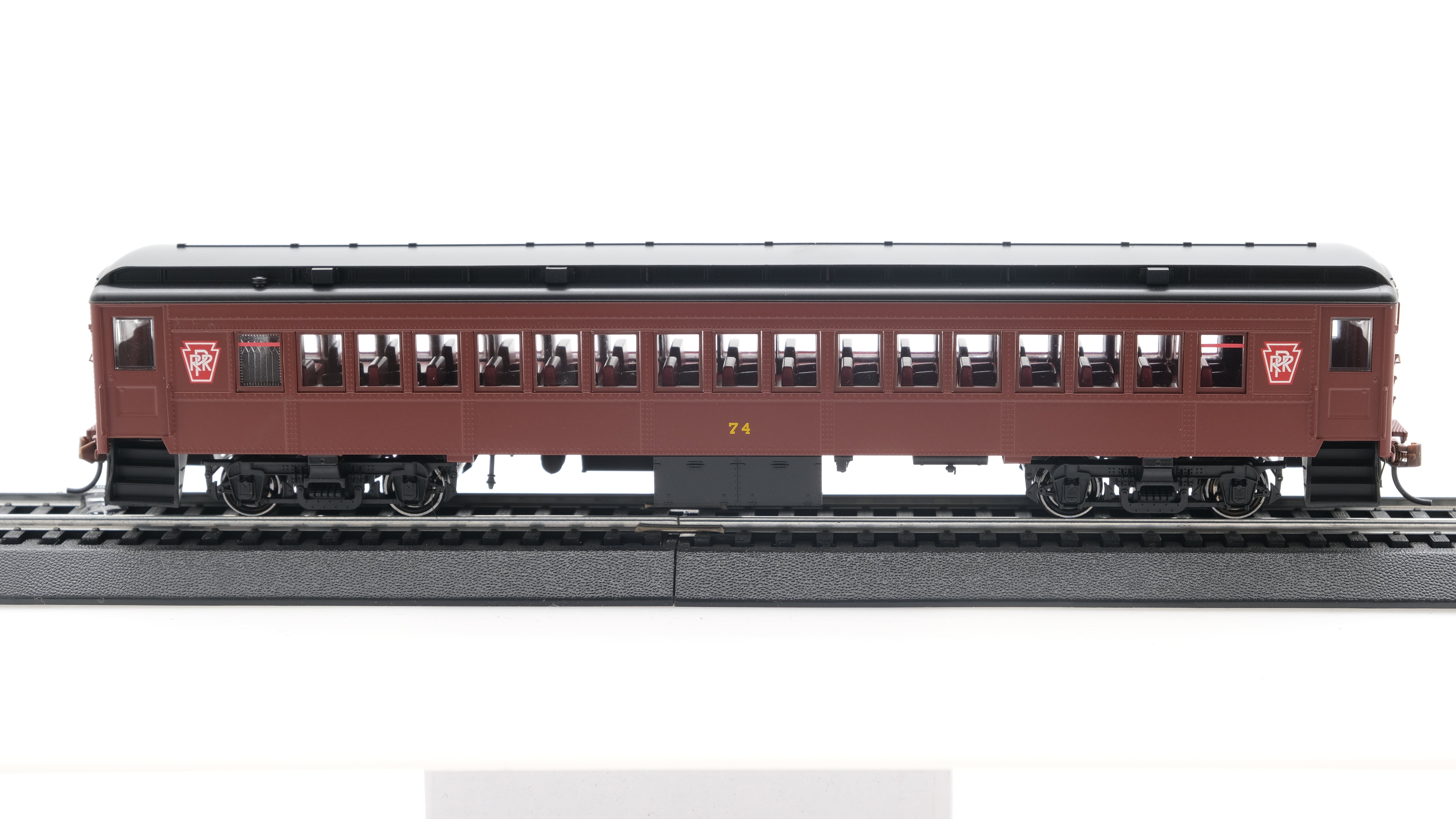 Con-Cor HO Scale MuP-54 Pennsylvania Keystone Tuscan Red Black Roof Coach 74