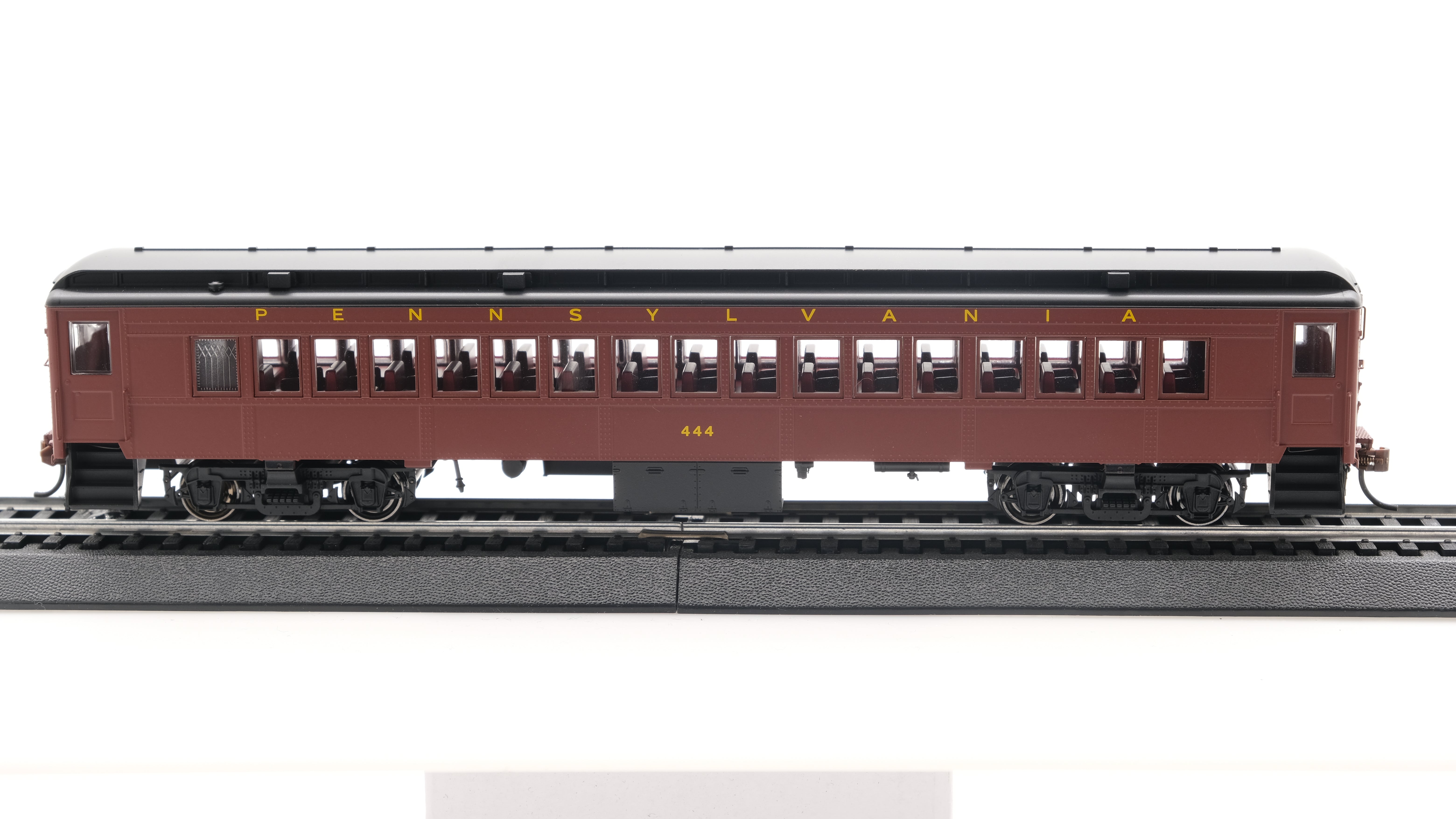 Con-Cor HO Scale P-54 Pennsylvania Railroad Non-Powered Coach Tuscan Red Futura Lettering Road #444