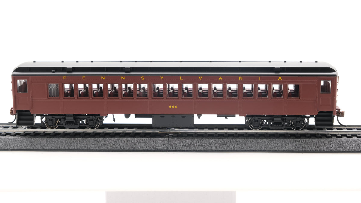Con-Cor HO Scale P-54 Pennsylvania Railroad Non-Powered Coach Tuscan Red Futura Lettering Road #444