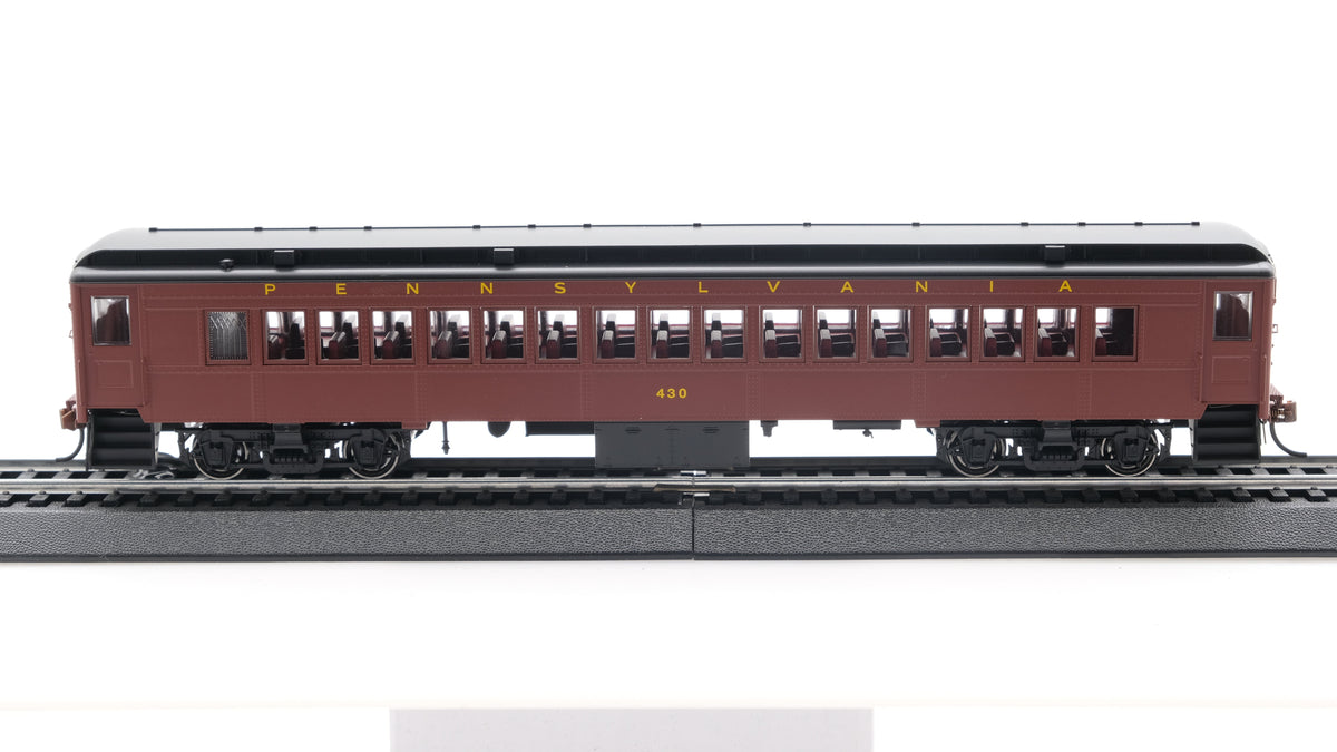 Con-Cor HO Scale P-54 Pennsylvania Railroad Powered Coach Tuscan Red Futura Lettering Road #430