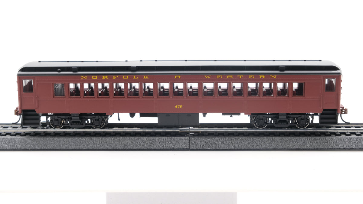 Con-Cor HO Scale P-54 Norfolk and Western Tuscan Red Black Roof Coach 475