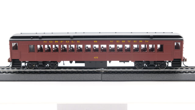 Con-Cor HO Scale P-54 Norfolk and Western Tuscan Red Black Roof Coach 475