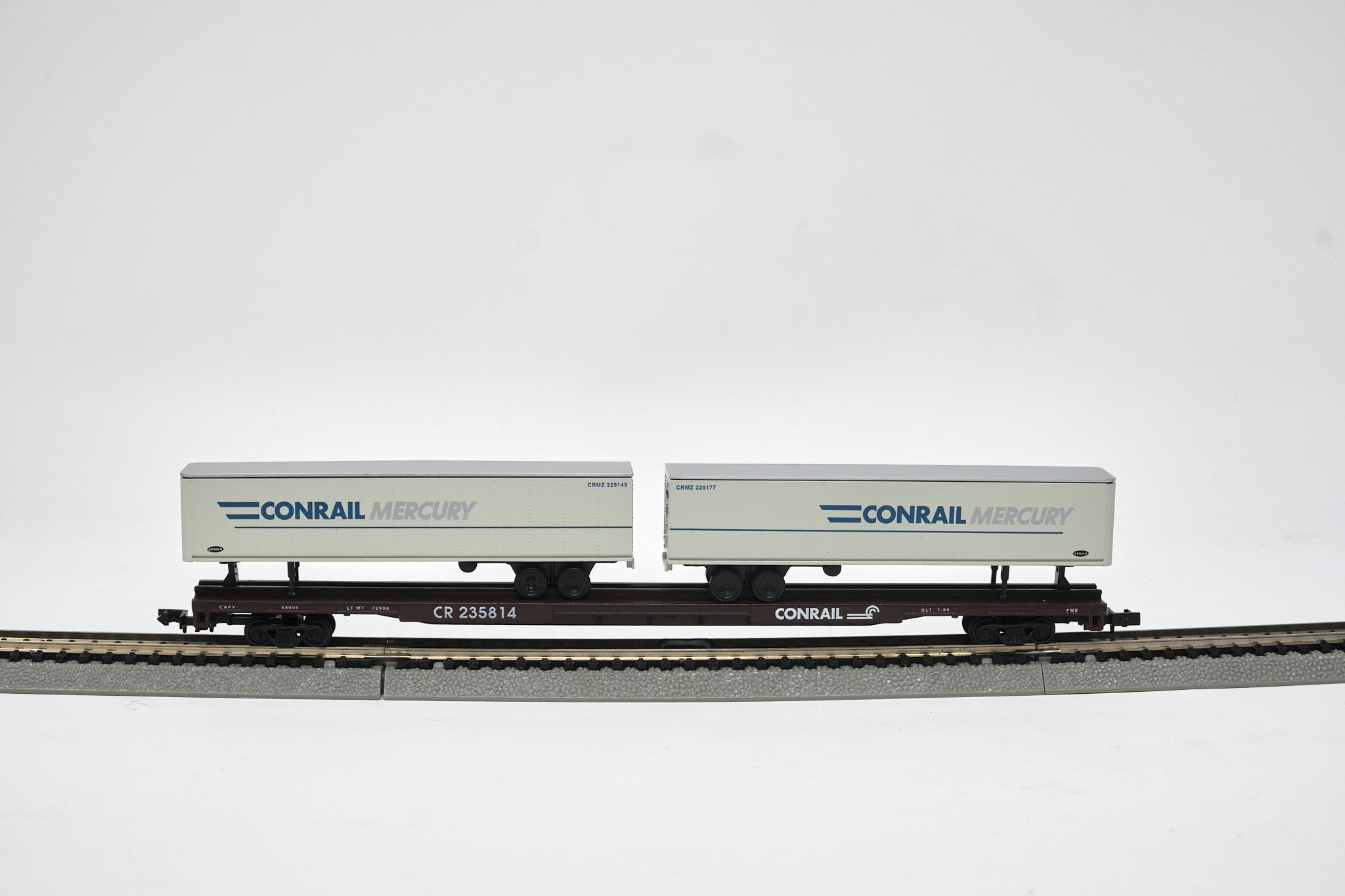 N-Scale 89 Ft Flatcar Conrail With 45Ft Trailers Conrail Mercury Car #235814