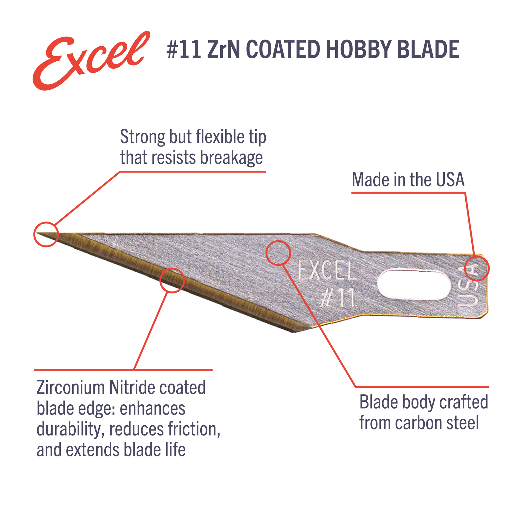 #11 ZrN Coated Hobby Knife Blades