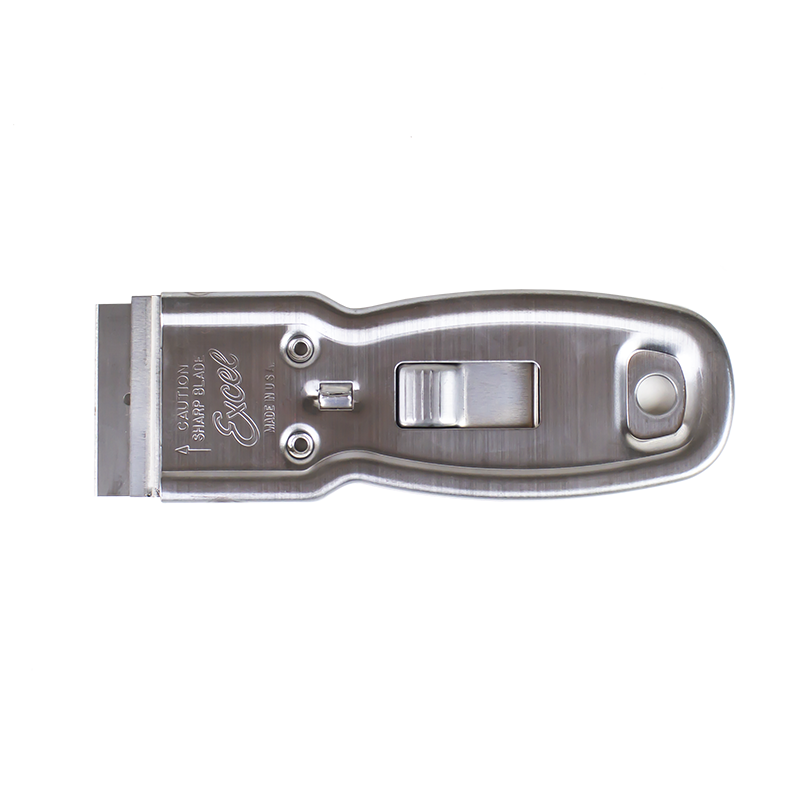 Metal Safety Scraper, aluminum tool with razor and retractable mechanism