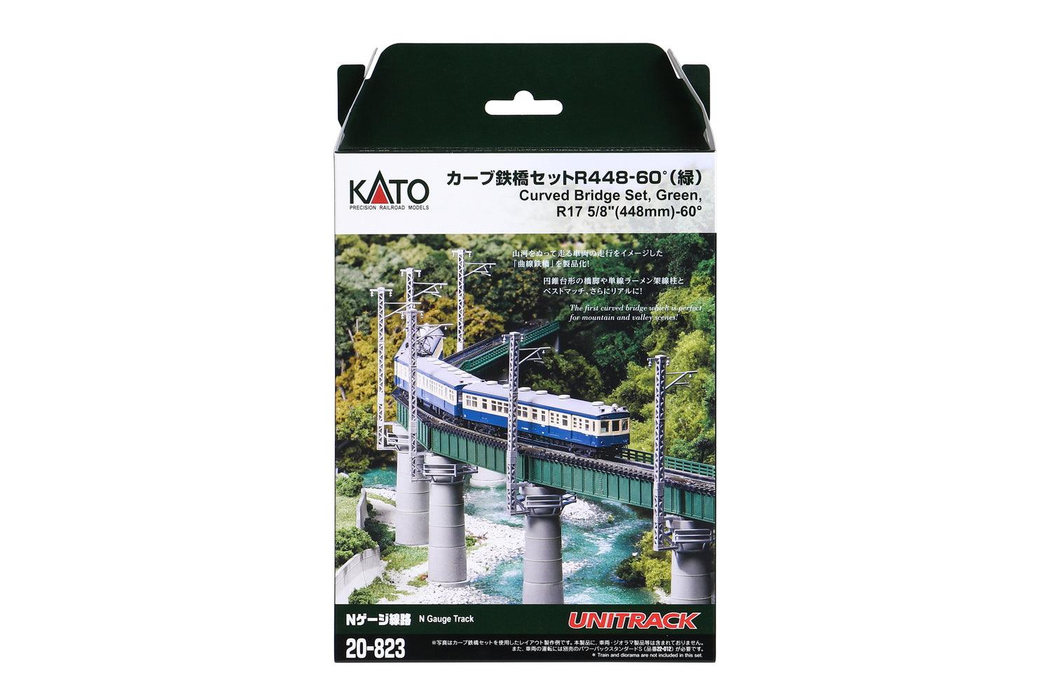 Curved Bridge Set 16 5/8" Radius (448mm) -60Deg - Green w/ Catenary