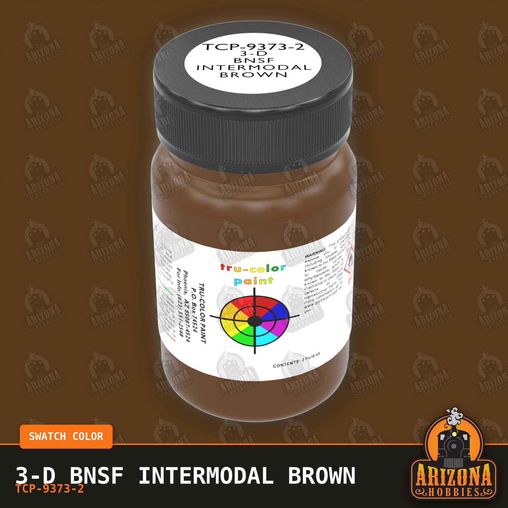 3-D BNSF INTERMODAL BROWN 2-oz bottle (Air-brush) Tru-Color Paint SPECIAL ORDER ONLY-with color swatch-Arizona Hobbies
