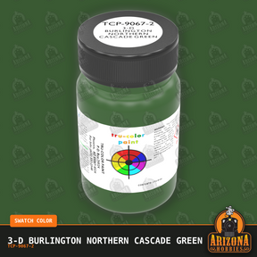 3-D Burlington Northern CASCADE GREEN 2-oz bottle (Air-brush) Tru-Color Paint SPECIAL ORDER ONLY-with color swatch-Arizona Hobbies