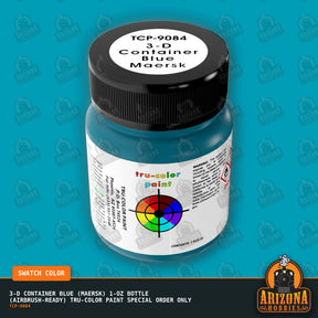 3-D CONTAINER BLUE (MAERSK) 1-oz bottle (Air-brush) Tru-Color Paint SPECIAL ORDER ONLY-with color swatch-Arizona Hobbies