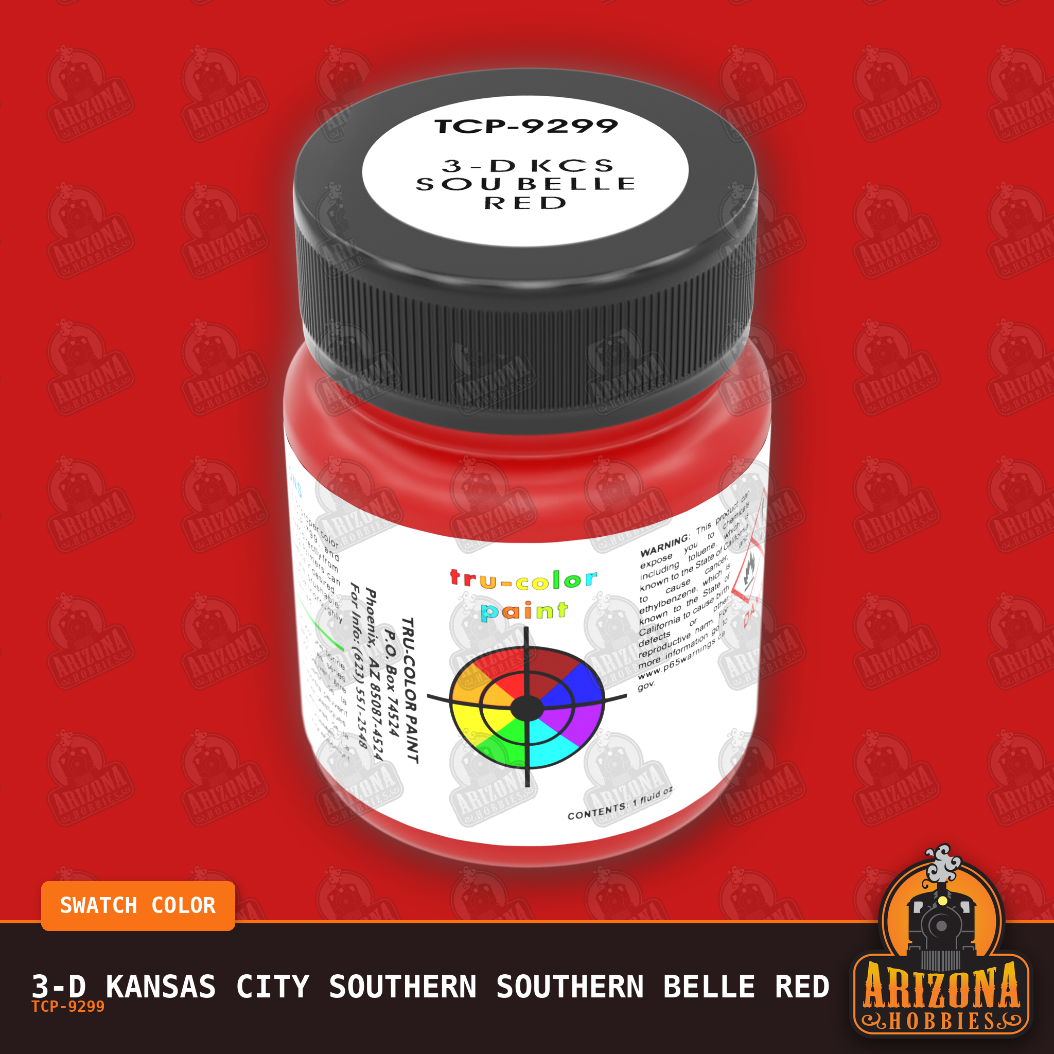 3-D Kansas City Southern SOUTHERN BELLE RED 1-oz bottle (Air-brush) Tru-Color Paint SPECIAL ORDER ONLY-with color swatch-Arizona Hobbies