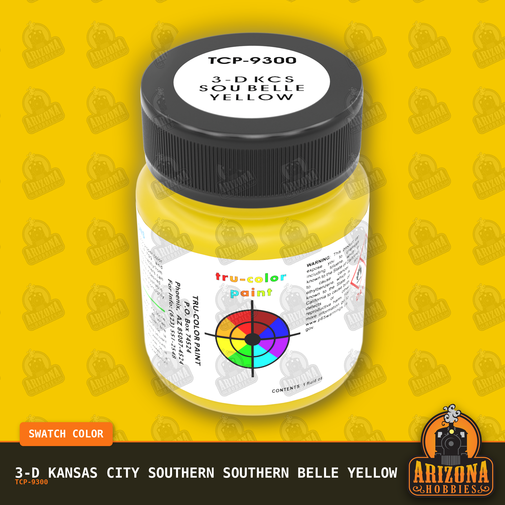 3-D Kansas City Southern SOUTHERN BELLE YELLOW 1-oz bottle (Air-brush) Tru-Color Paint SPECIAL ORDER ONLY-with color swatch-Arizona Hobbies
