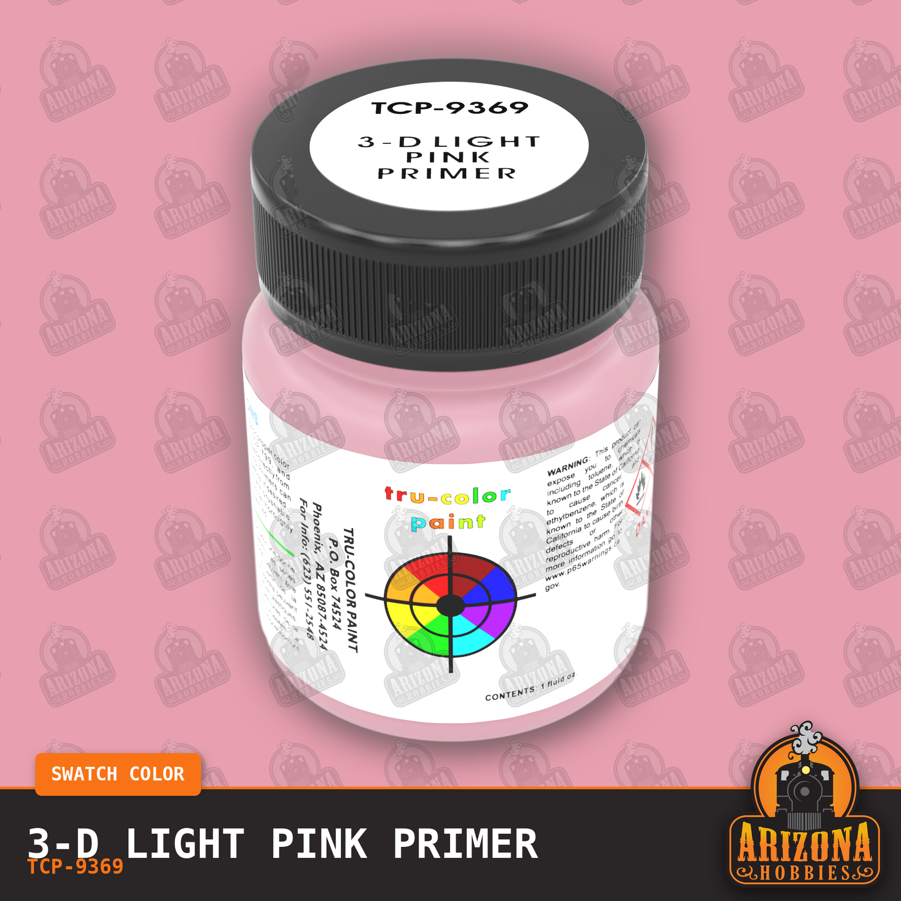3-D LIGHT PINK PRIMER 1-oz bottle (Air-brush) Tru-Color Paint-with color swatch-Arizona Hobbies