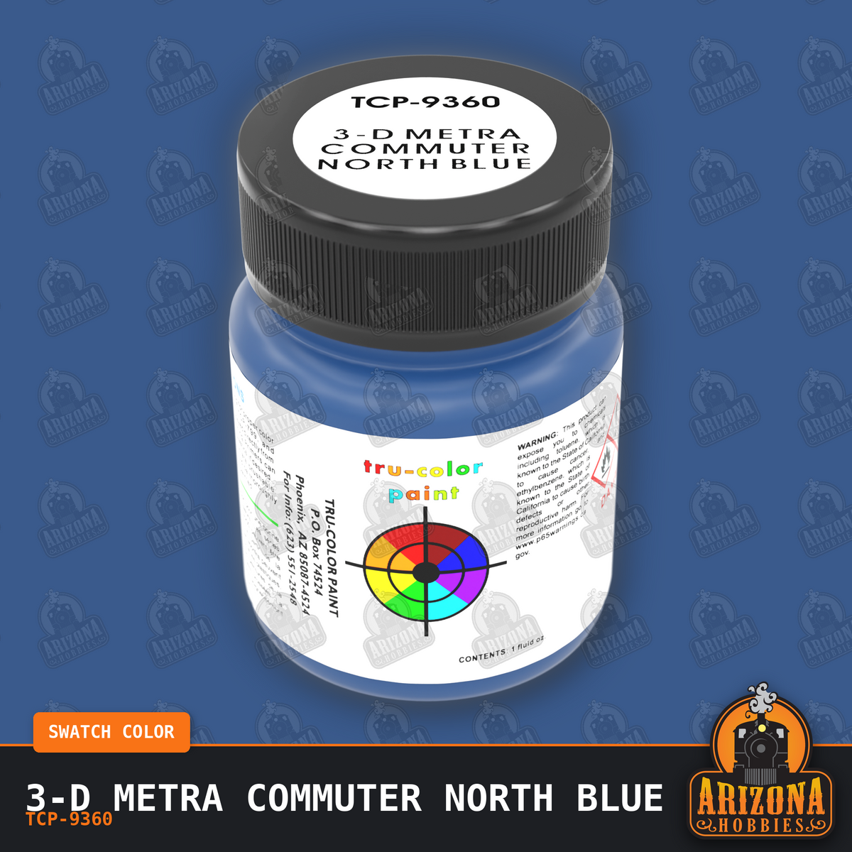 3-D Metra Commuter North BLUE 1-oz bottle (Air-brush) Tru-Color Paint SPECIAL ORDER ONLY-with color swatch-Arizona Hobbies