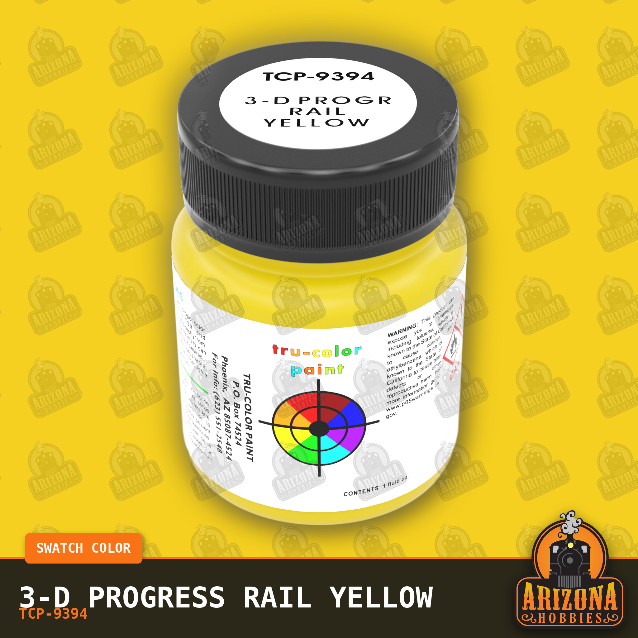 3-D Progress Rail YELLOW 1-oz bottle (Air-brush) Tru-Color Paint SPECIAL ORDER ONLY-with color swatch-Arizona Hobbies