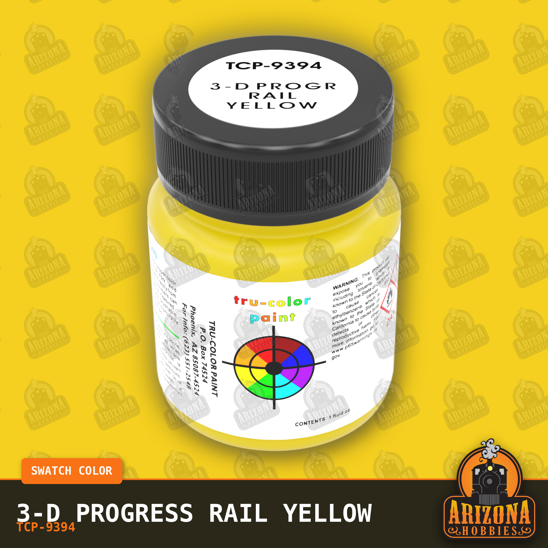 3-D Progress Rail YELLOW 1-oz bottle (Air-brush) Tru-Color Paint SPECIAL ORDER ONLY-with color swatch-Arizona Hobbies